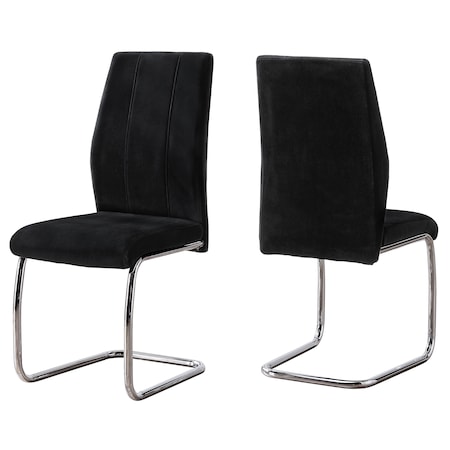Monarch Specialties Dining Chair, Set Of 2, Side, Upholstered, Kitchen, Dining Room, Velvet, Metal, Black, Chrome I 1067